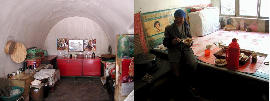 Inside of the mud cave / Lady of the cave - living room, bed room and kitchen all in one