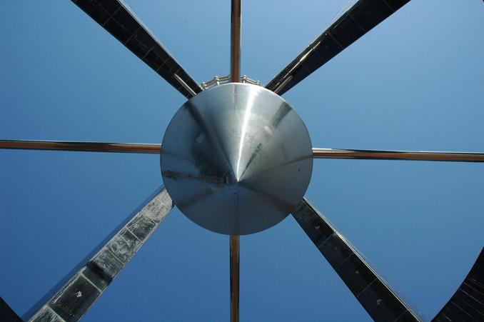 Looking straight up at the monument tower