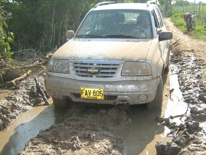 Our car stuck in the mud