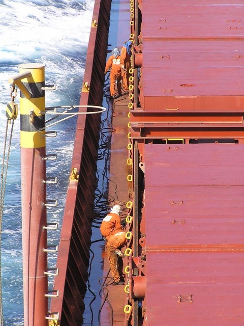 Seamen doing maintenance work