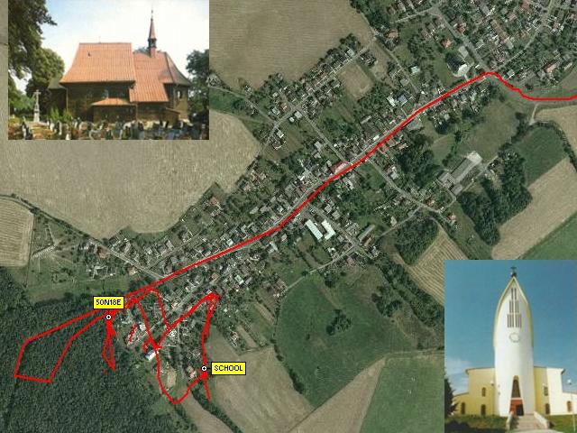 My track on the aerial photo of Hněvošice (© http://www.hnevosice.cz/)