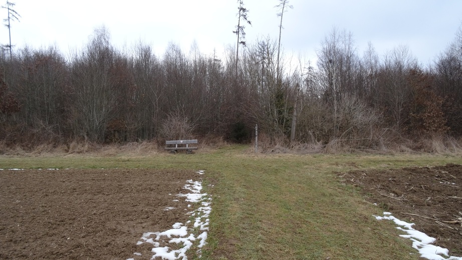 Frankenweg with bench and signpost