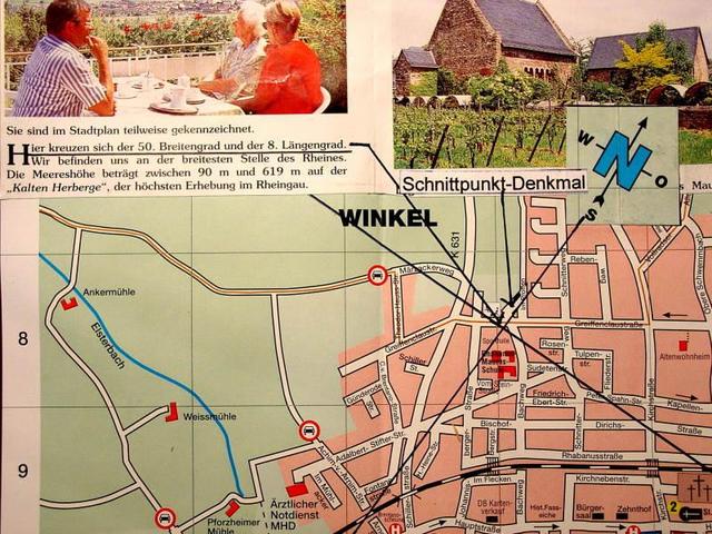 City - map of Winkel with Point / Stadtplan von Winkel mit Schnittpunkt
