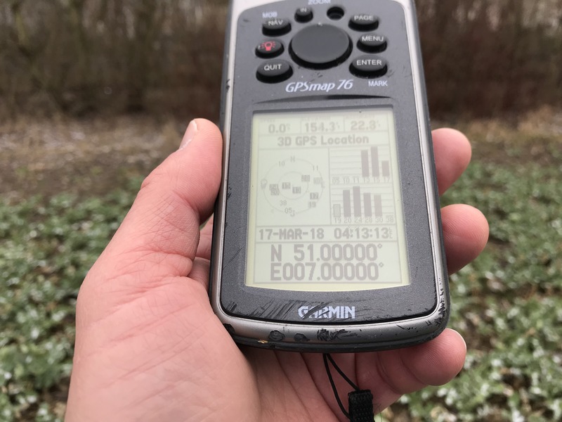 GPS reading at the confluence.