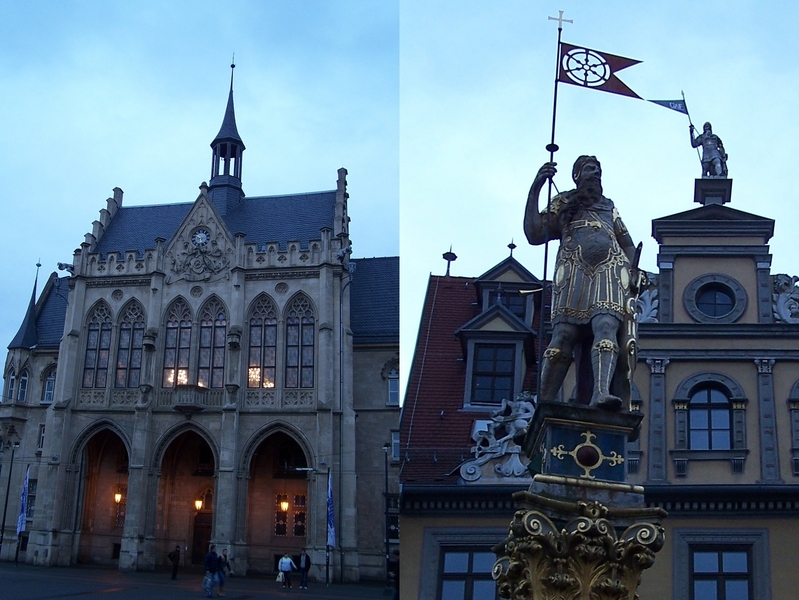 Erfurt - City Hall and the statue of a Roman warrior