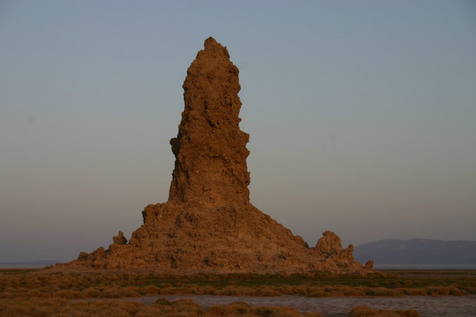 Limestone 'chimney' at sunrise at Lake Abhé