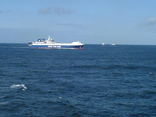 A ferry overtaking Captain Peter in the Skagerrak