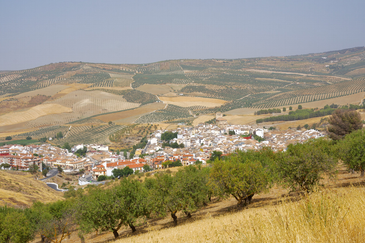 Looking down at the town of Alhama de Granada from the farm road (about 100m from the point)