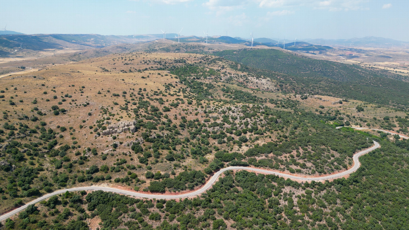 View West, from 120m above the point