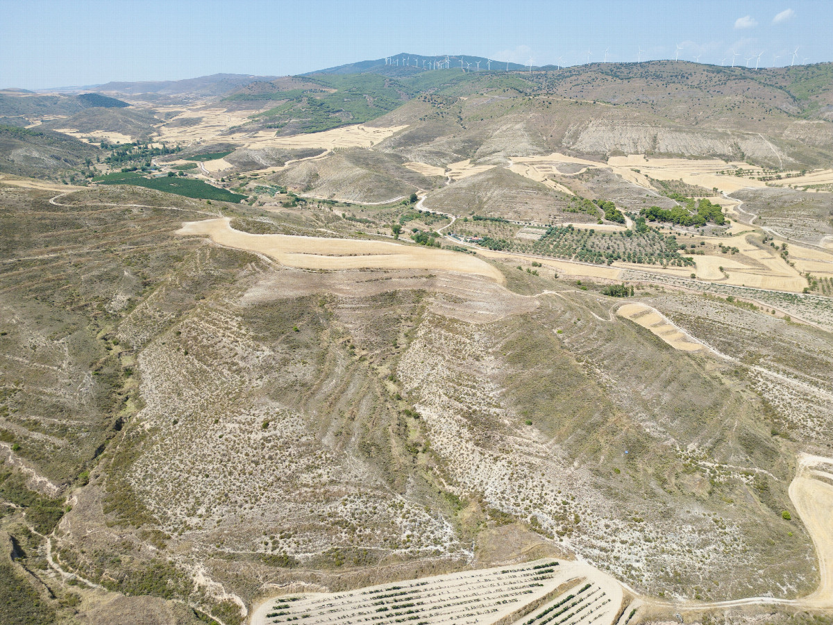 View West, from 120m above the point