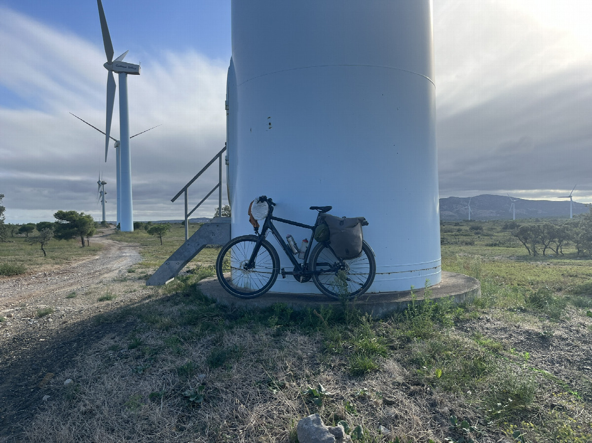 My bicycle waiting against the closest wind turbine