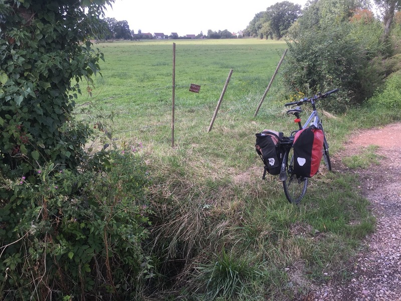 Bike and ditch in the foreground