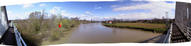 #2: Panorama from bridge, arrow points to confluence spot