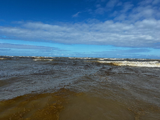 #1: Looking north across the North Sea towards the confluence point, 84m away.  (A ferry is visible in the distance.)