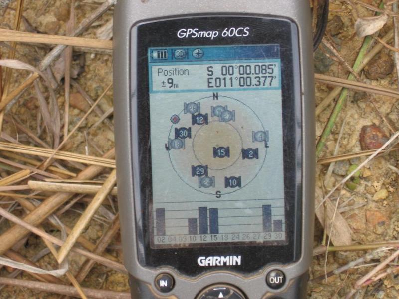 GPS at the road closest to the Confluence