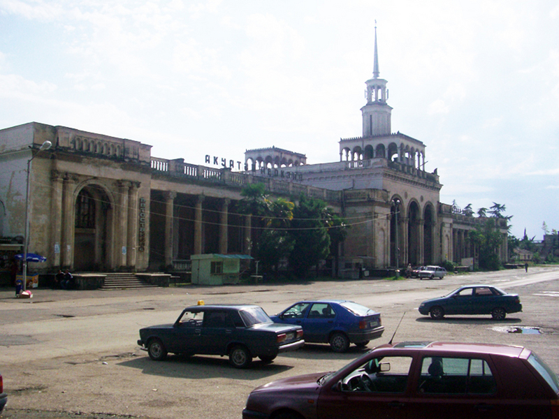 The abandoned main railway station of Sukhumi