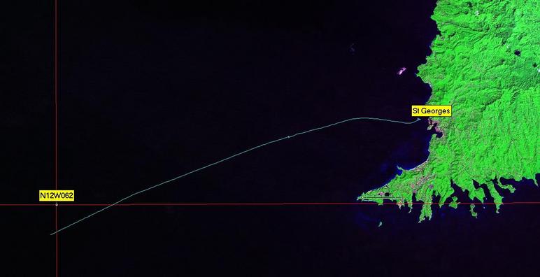 GPS tracklog shown on Landsat image