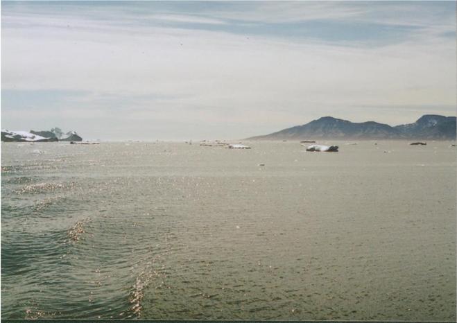 View south (right: island Disko)