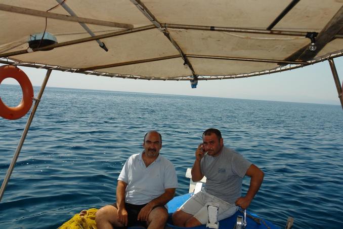 George (left) and capt. Michalis, on the confluence