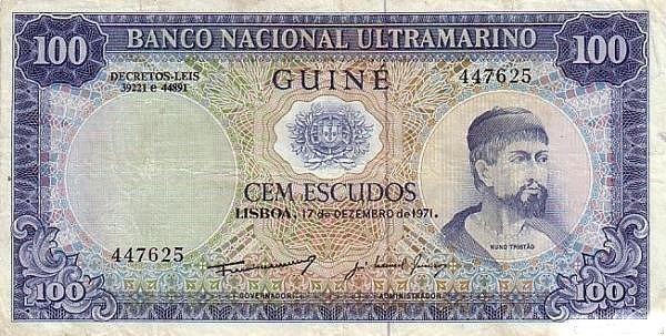 Nuno Tristão on an old banknote of Portuguese Guinea