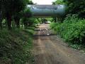 #8: Road passing under pipeline. Store visible