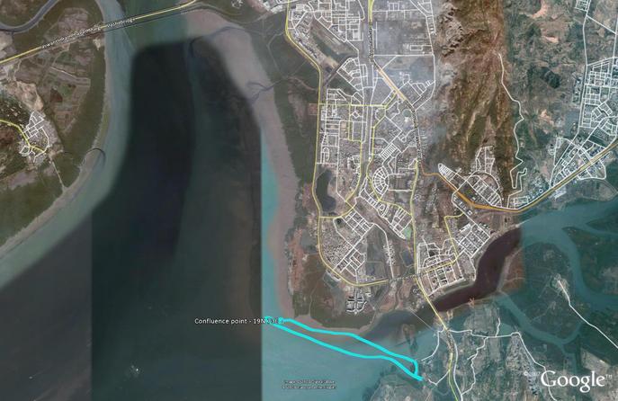 Google Earth image showing vessel track