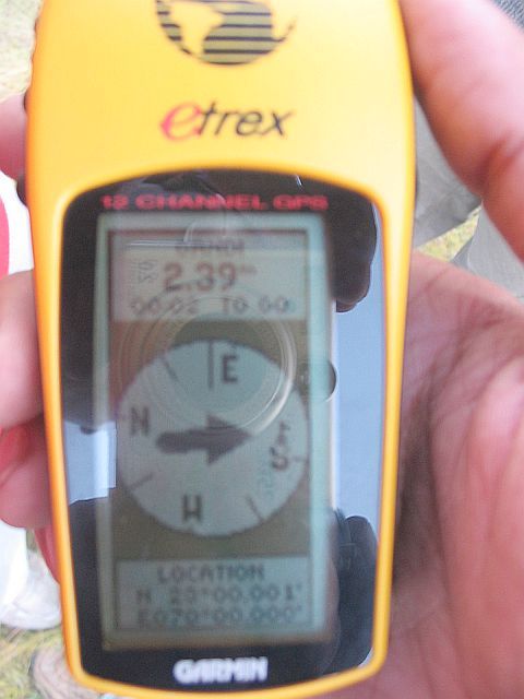 GPS Reading at confluence point - 23°N 70°E