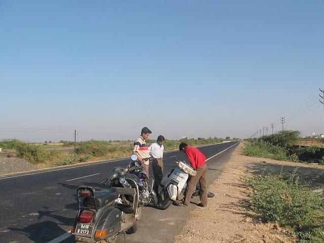Working on Flat Tyre