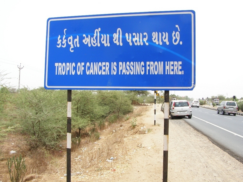 Tropic of Cancer south of Lakshmipura towards Ahmedabad