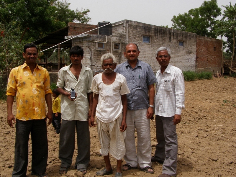 Left to Right: Mukeshbhai Rawal from the health center; Kanuji Talji Thakkar (land owner); Talji Thakkar (father of owner); Vikram Mistry; Harshad Mistry