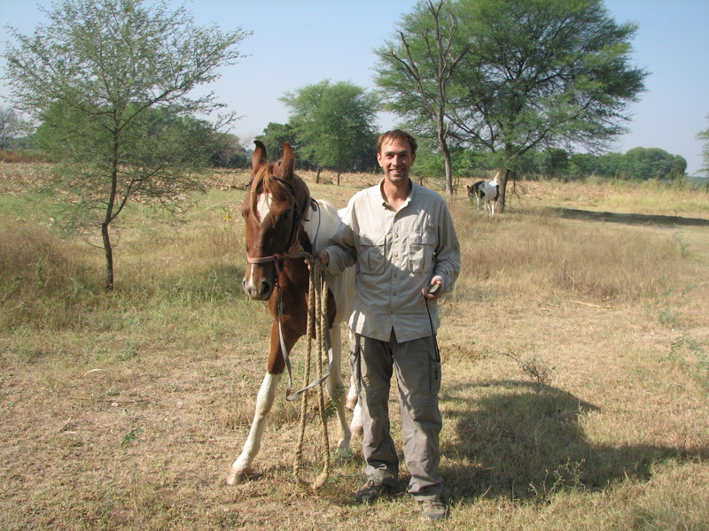 The author at the confluence site with Veejay's horse.