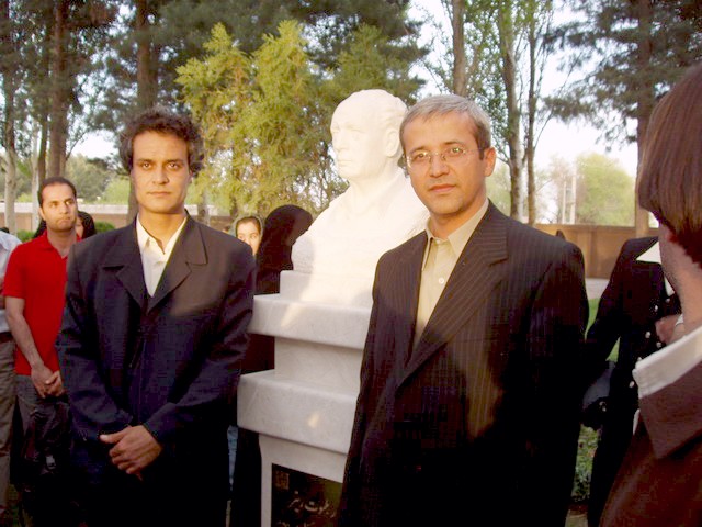 Helmut Ritter statue, me, and the sculptor: `Alireza Ghadamyari