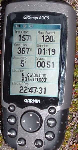 The GPS , note the sunset and sunrise times!