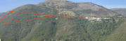 #6: Panorama seen from opposite mountain with the route indicated