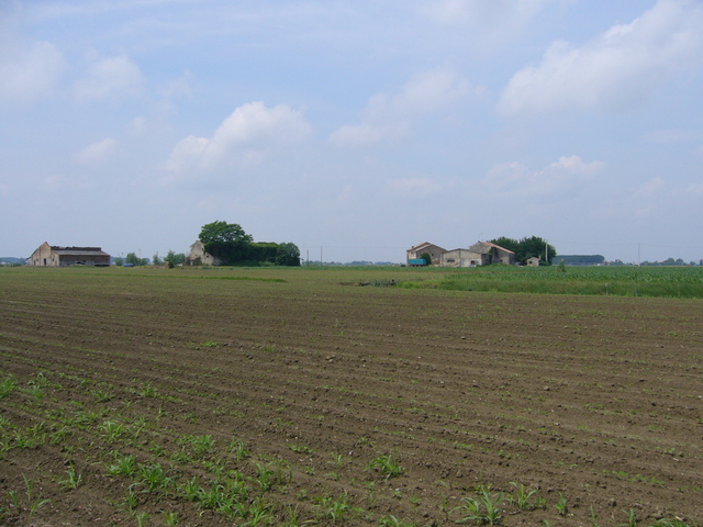 View west with the abandoned farm (starting point)