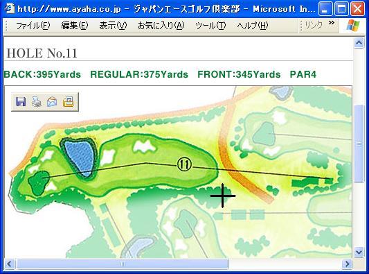 Map of the eleventh hole and the target point.