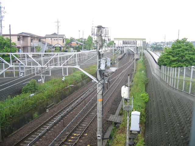 View of Aizuma railway station, from the east, over the tracks