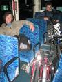 #10: Bikes folded up on bus on a tired trip home.