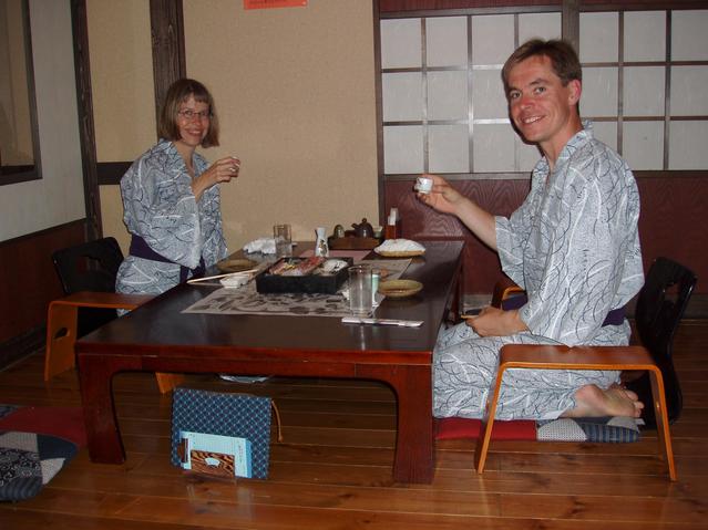 Kanpai! Celebrating the succesful visit with sashimi and sake