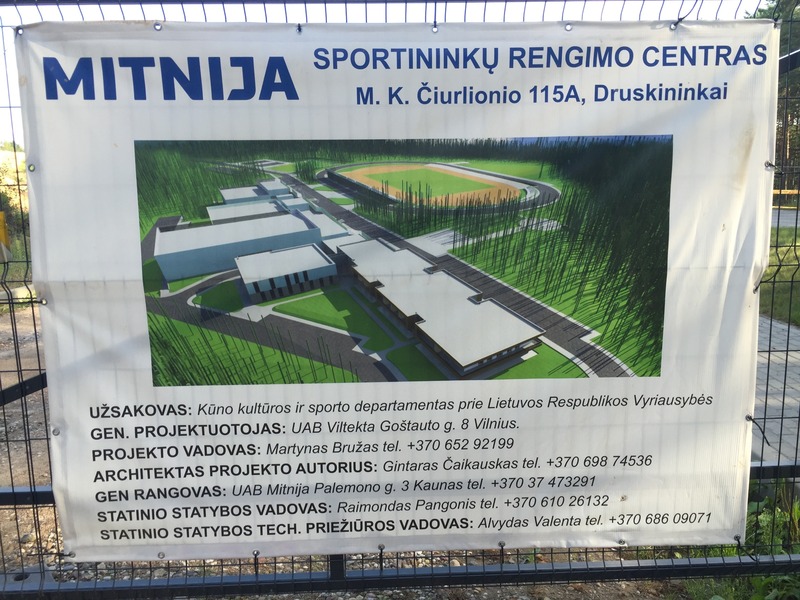 This sign (at the site’s northern gate) shows what the project will look like, when completed.  The confluence point is at the very bottom of the illustration, just above the “v” in the word “Lietuvos”