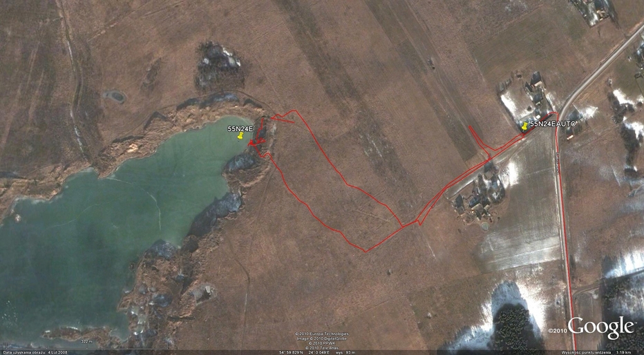 My track on the satellite image (© Google Earth 2010)
