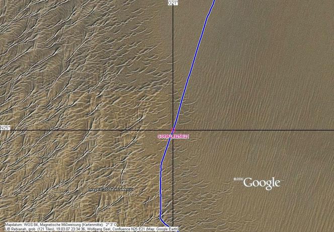 GPS track on Google Earth map