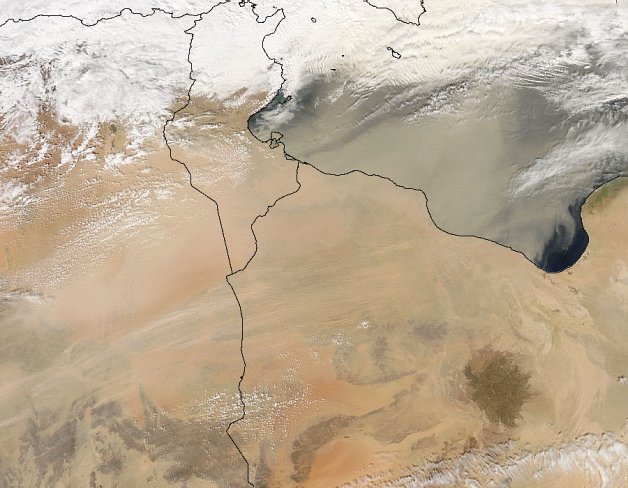 The sandstorm we were in seen from space