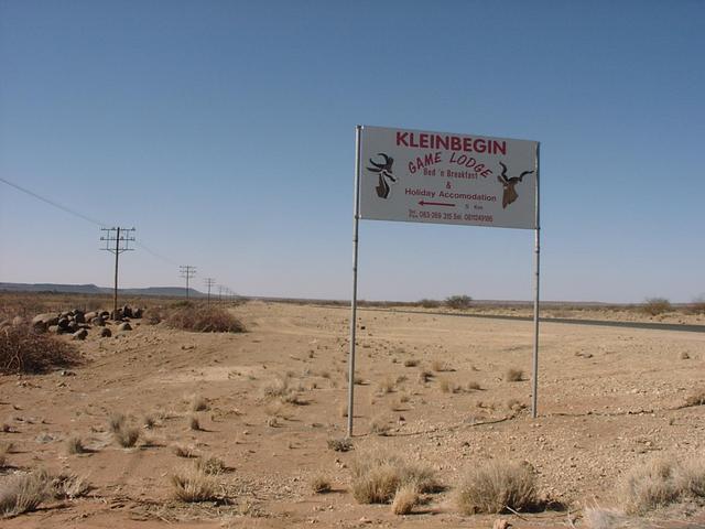 Sign to Kleinbegin Game Lodge