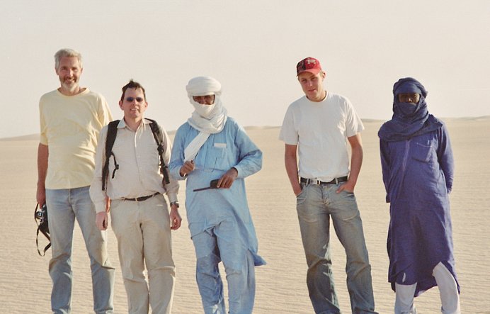 Subset of the expedition group (Michael, Fausto, Aghali, Wolfgang, and the cook)