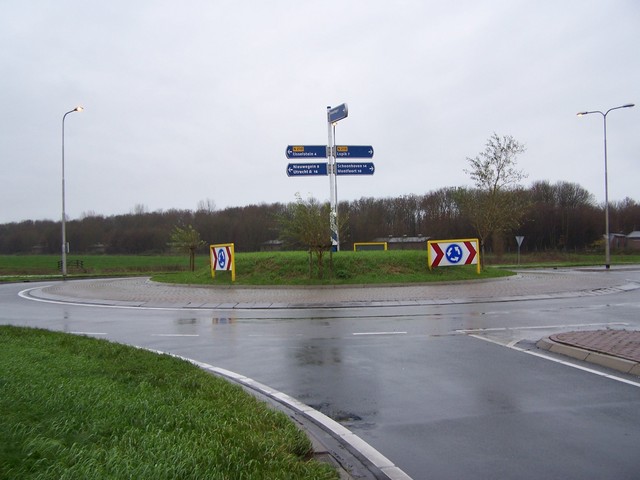 View to the south with traffic circle