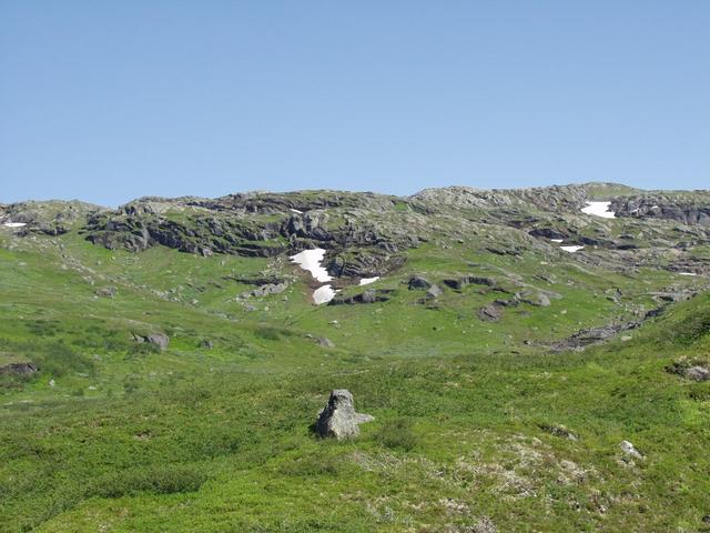 looking uphill towards the confluence point