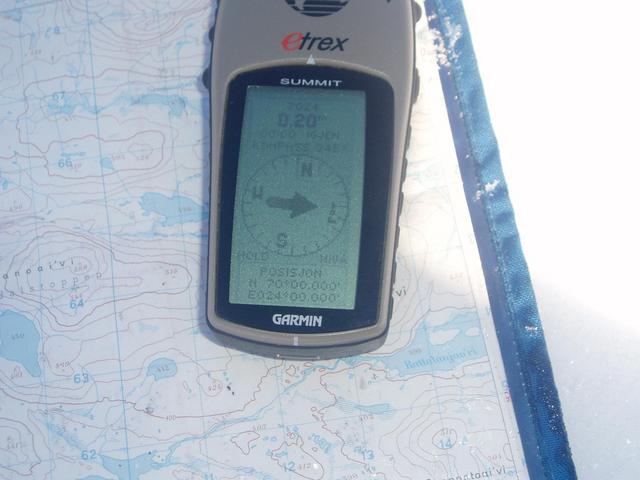 The GPS, placed on my map