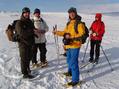 #7: The Finnish ice fishers, Vesa, Harri and Jarkko on Dievajavvre lake close to Geinohyttan. Mari-Helena on skis.