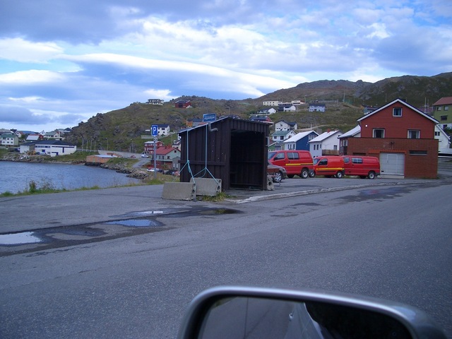 Anchored bus shelter in Honningsvåg